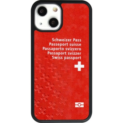 Coque iPhone 13 mini - Silicone rigide noir Swiss Passport