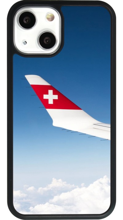 Coque iPhone 13 mini - Silicone rigide noir Fête Nationale Suisse Sky Swiss Flag