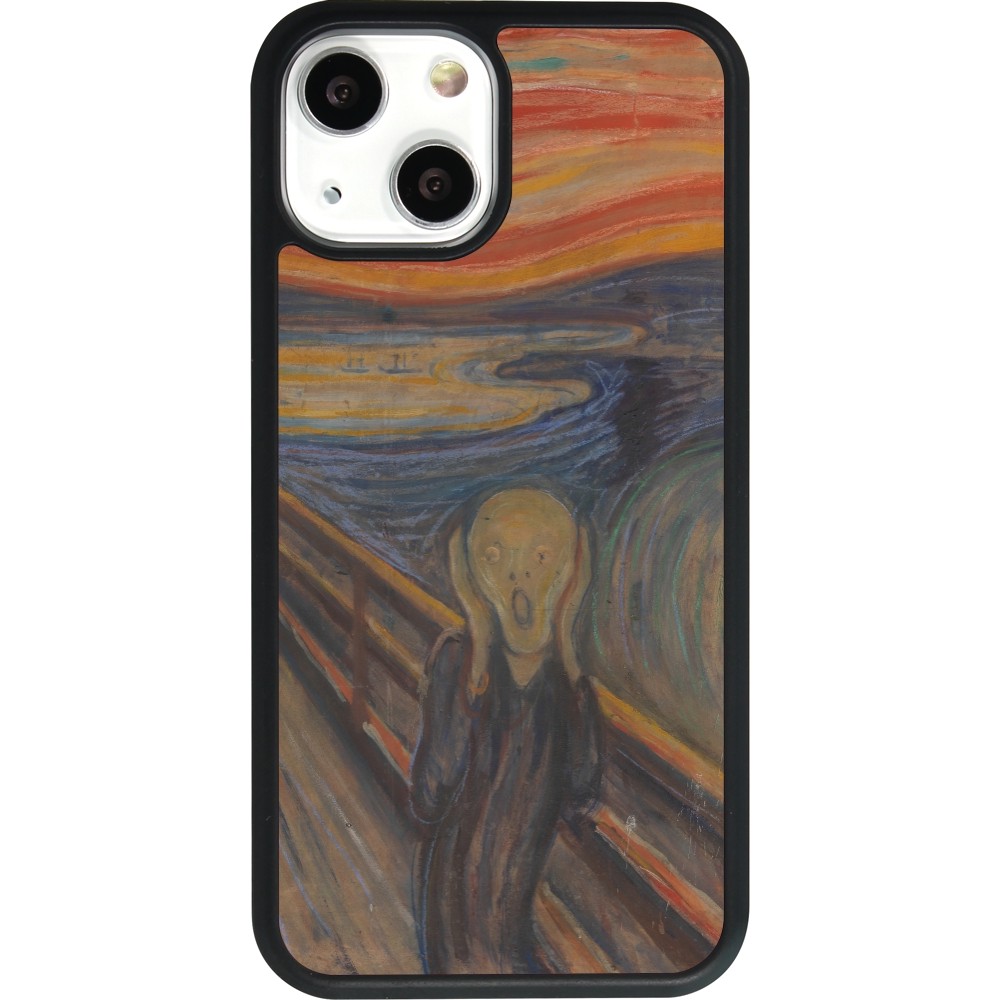 Coque iPhone 13 mini - Silicone rigide noir Tableau art - Le Cri - Edvard Munch