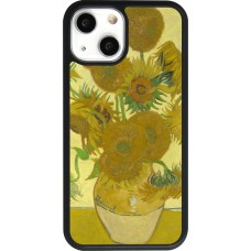 iPhone 13 mini Case Hülle - Silikon schwarz Kunstbild - Sonnenblumen  - Van Gogh