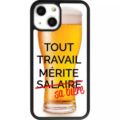 Hülle iPhone 13 mini - Silikon schwarz Tout travail mérite sa bière