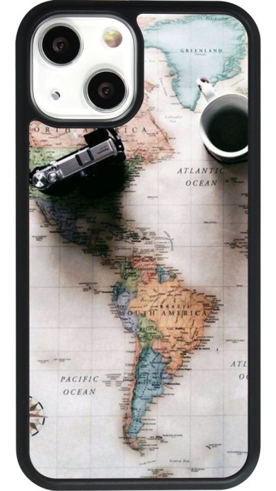 Coque iPhone 13 mini - Silicone rigide noir Travel 01