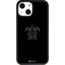 Coque iPhone 13 mini - Silicone rigide noir Turtles lines on black