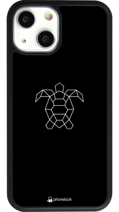 Coque iPhone 13 mini - Silicone rigide noir Turtles lines on black