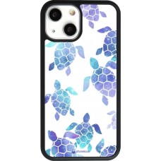 Hülle iPhone 13 mini - Silikon schwarz Turtles pattern watercolor