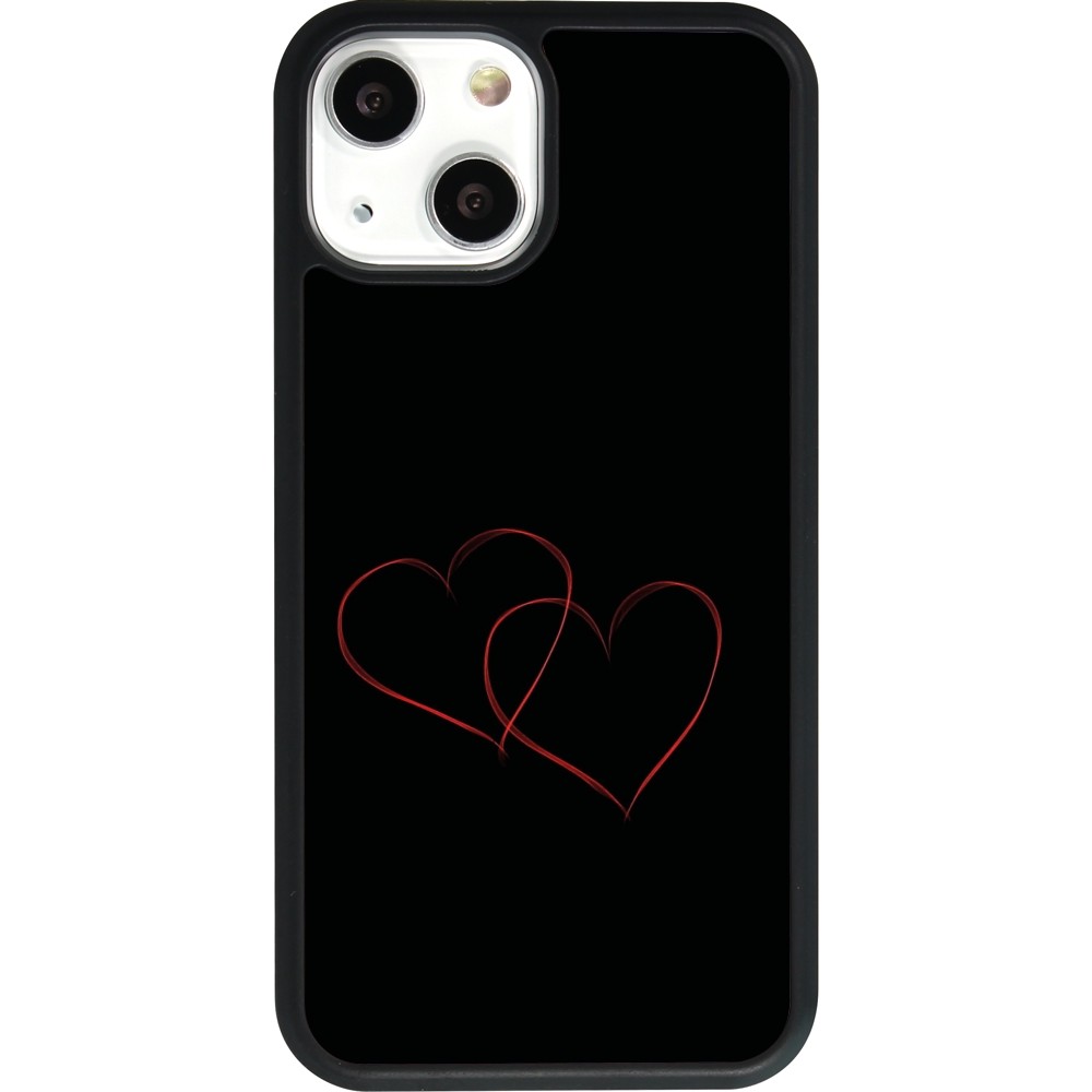 Coque iPhone 13 mini - Silicone rigide noir Valentine 2023 attached heart
