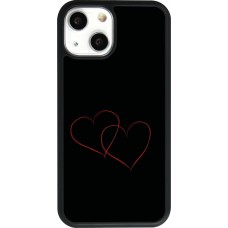 Coque iPhone 13 mini - Silicone rigide noir Valentine 2023 attached heart
