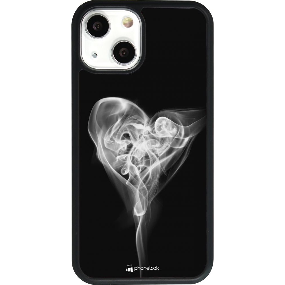 Coque iPhone 13 mini - Silicone rigide noir Valentine 2022 Black Smoke