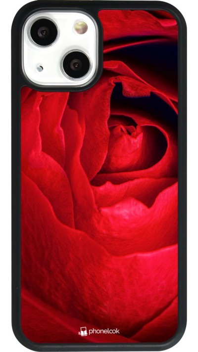 Coque iPhone 13 mini - Silicone rigide noir Valentine 2022 Rose