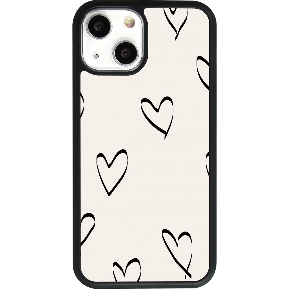 iPhone 13 mini Case Hülle - Silikon schwarz Valentine 2023 minimalist hearts