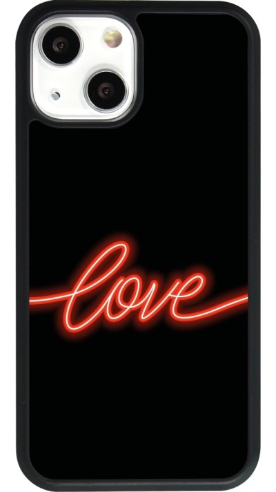 iPhone 13 mini Case Hülle - Silikon schwarz Valentine 2023 neon love