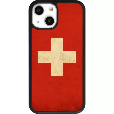Hülle iPhone 13 mini - Silikon schwarz Vintage Flag SWISS
