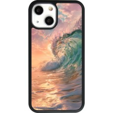 Coque iPhone 13 mini - Silicone rigide noir Wave Sunset