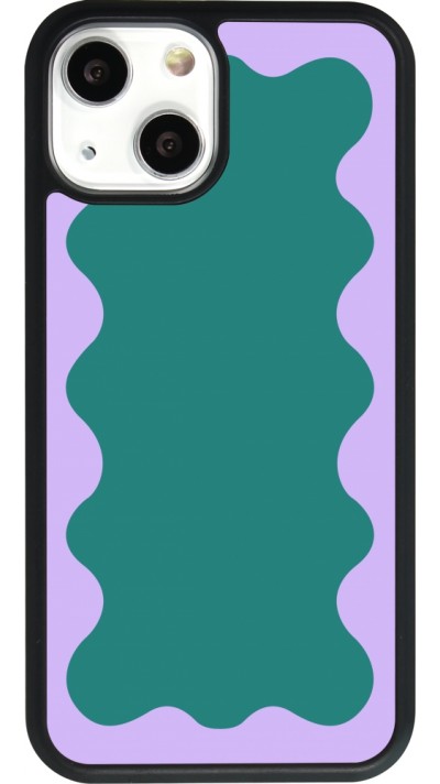 iPhone 13 mini Case Hülle - Silikon schwarz Wavy Rectangle Green Purple
