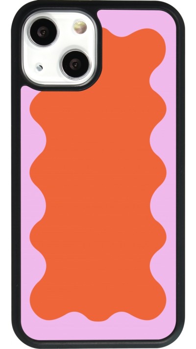 iPhone 13 mini Case Hülle - Silikon schwarz Wavy Rectangle Orange Pink