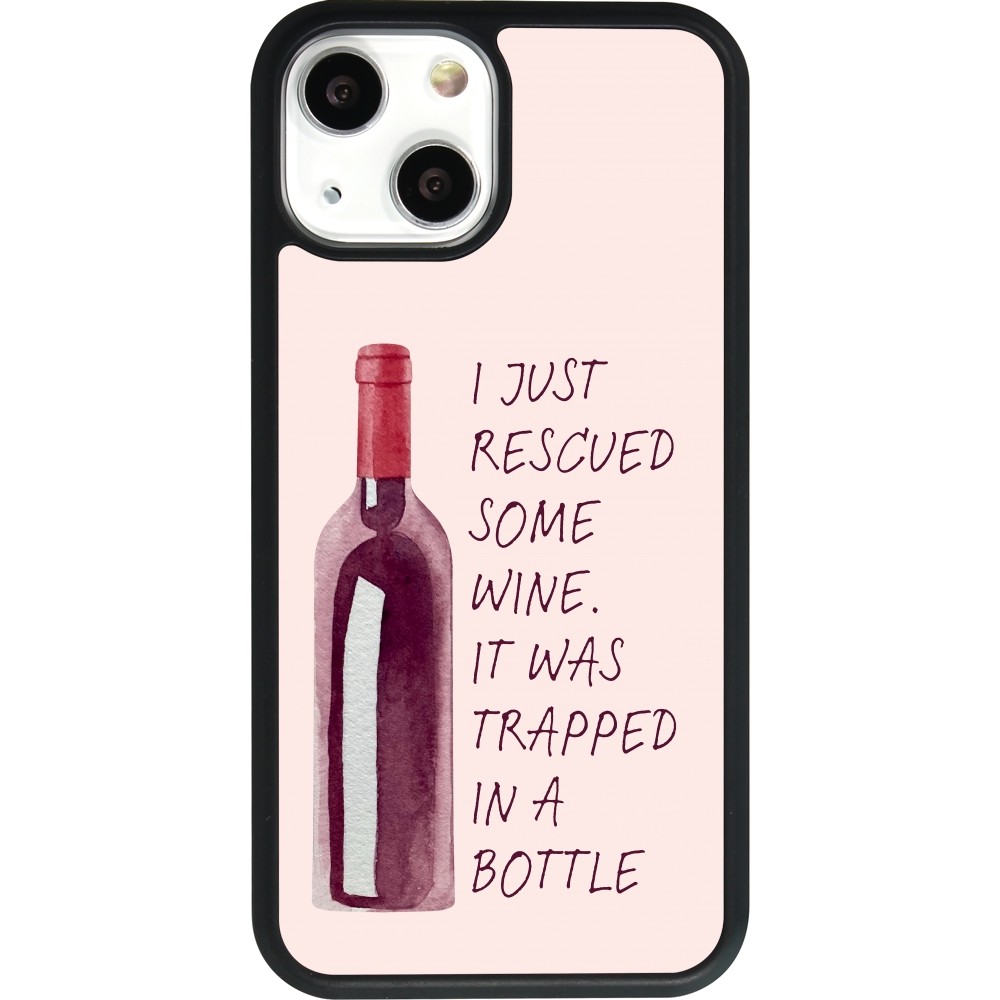 Coque iPhone 13 mini - Silicone rigide noir I just rescued some wine