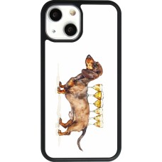 Coque iPhone 13 mini - Silicone rigide noir Wine Teckel