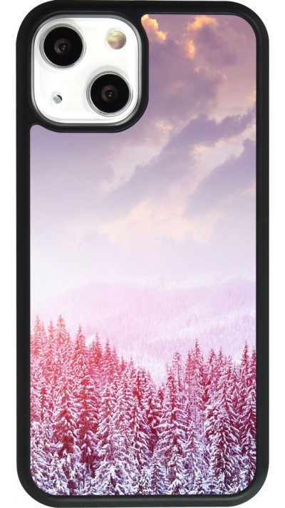 iPhone 13 mini Case Hülle - Silikon schwarz Winter 22 Pink Forest