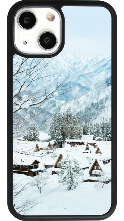 iPhone 13 mini Case Hülle - Silikon schwarz Winter 25 Winter snowy landscape