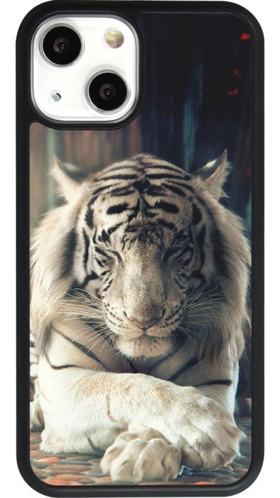Coque iPhone 13 mini - Silicone rigide noir Zen Tiger