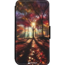 iPhone 13 mini Case Hülle - Wallet schwarz Herbstlicher goldener Glanz