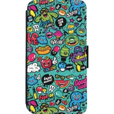 iPhone 13 mini Case Hülle - Wallet schwarz Cartoons old school