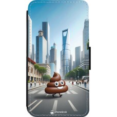 iPhone 13 mini Case Hülle - Wallet schwarz Kackhaufen Emoji Spaziergang