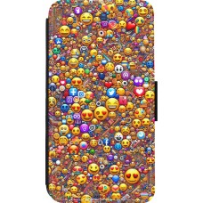 iPhone 13 mini Case Hülle - Wallet schwarz Emoji gemischt