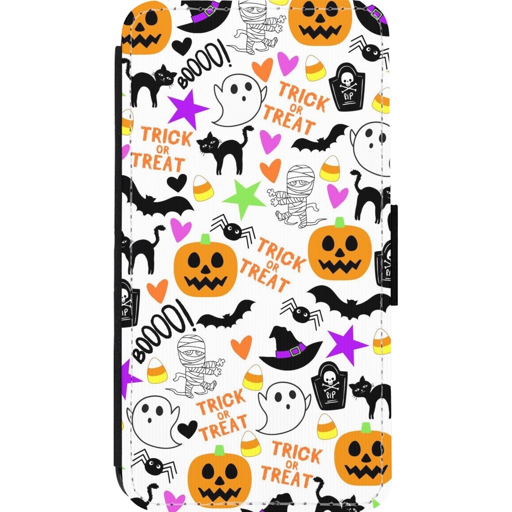 iPhone 13 mini Case Hülle - Wallet schwarz Halloween 2024 trick or treat