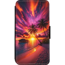 iPhone 13 mini Case Hülle - Wallet schwarz Malediven Abenddämmerung Glückseligkeit