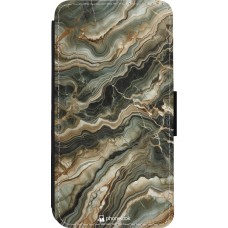iPhone 13 mini Case Hülle - Wallet schwarz Oliv Marmor