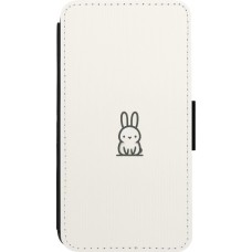Coque iPhone 13 mini - Wallet noir Minimal bunny cutie