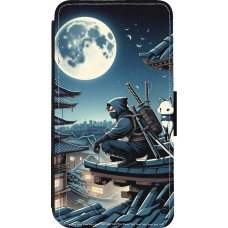 iPhone 13 mini Case Hülle - Wallet schwarz Ninja unter dem Mond