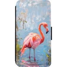 iPhone 13 mini Case Hülle - Wallet schwarz Paint Flamingo