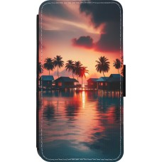 iPhone 13 mini Case Hülle - Wallet schwarz Paradies Malediven