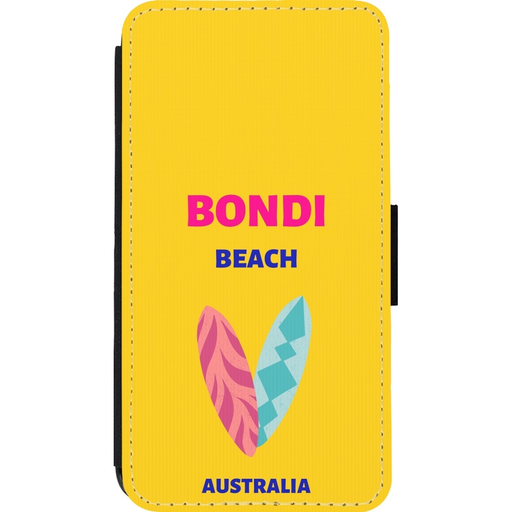 iPhone 13 mini Case Hülle - Wallet schwarz Pop Summer Destination Bondi