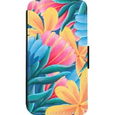 iPhone 13 mini Case Hülle - Wallet schwarz Spring 23 colorful flowers