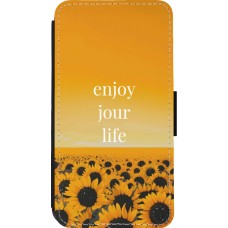 Coque iPhone 13 mini - Wallet noir Summer 2025 Enjoy your life