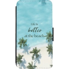 Coque iPhone 13 mini - Wallet noir Summer 2025 Life is better at the beach