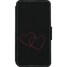 Coque iPhone 13 mini - Wallet noir Valentine 2023 attached heart