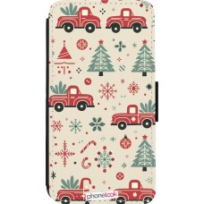 Coque iPhone 13 mini - Wallet noir Noël 2024 Camion Sapin