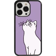 Coque iPhone 13 Pro - Chat sur fond violet