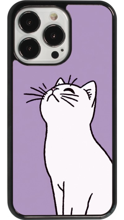 Coque iPhone 13 Pro - Chat sur fond violet