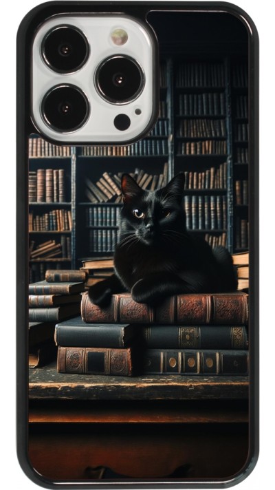 iPhone 13 Pro Case Hülle - Katze Bücher dunkel