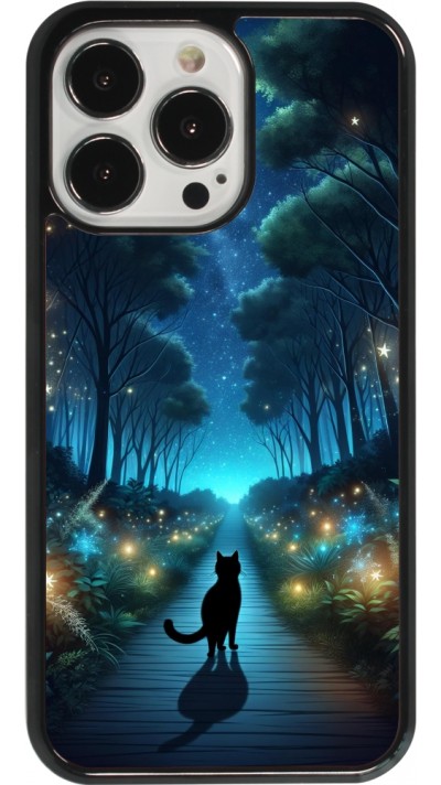 Coque iPhone 13 Pro - Chat noir promenade