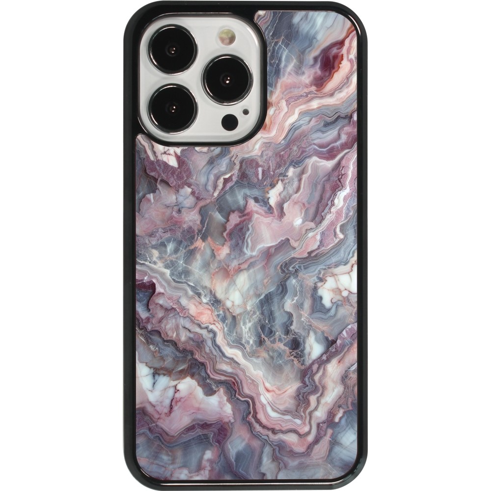 iPhone 13 Pro Case Hülle - Violetter silberner Marmor