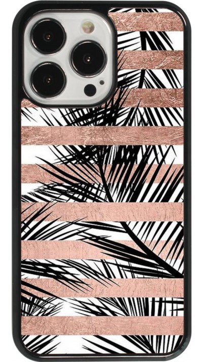 iPhone 13 Pro Case Hülle - Palm trees gold stripes