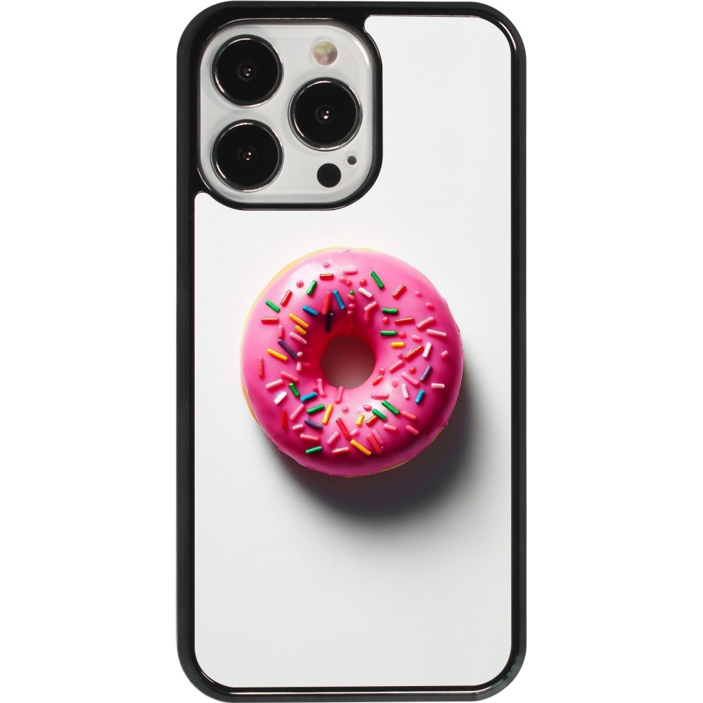 iPhone 13 Pro Case Hülle - Weisser Hintergrund, pinker Donut