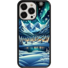 iPhone 13 Pro Case Hülle - Verschneites Bergdorf am See in der Nacht