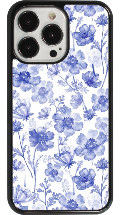 iPhone 13 Pro Case Hülle - Spring 23 watercolor blue flowers